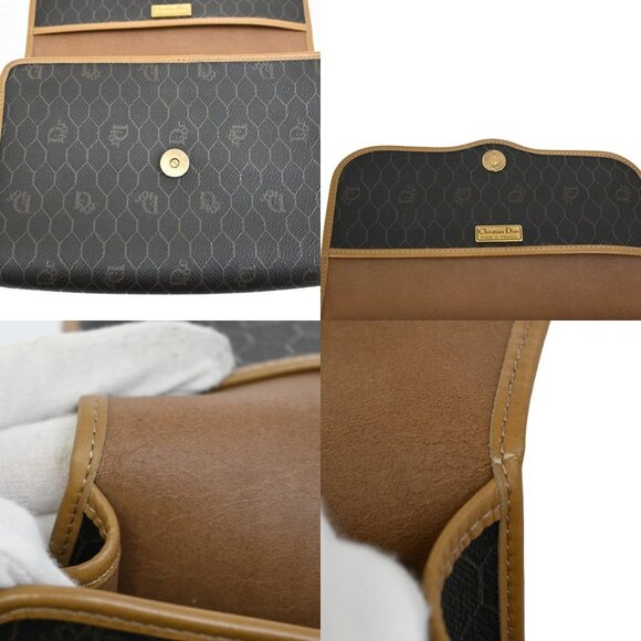 CHRISTIAN DIOR Logos Honeycomb Chain Shoulder Bag PVC Leather Brown Gold 38EF277 - Picture 14 of 16